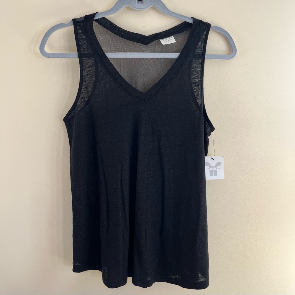 Tresics Black Sheer V-Neck Tank Top NWT